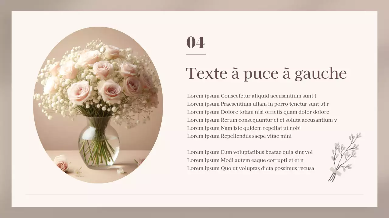 Présentation classique de cartes florales en beige