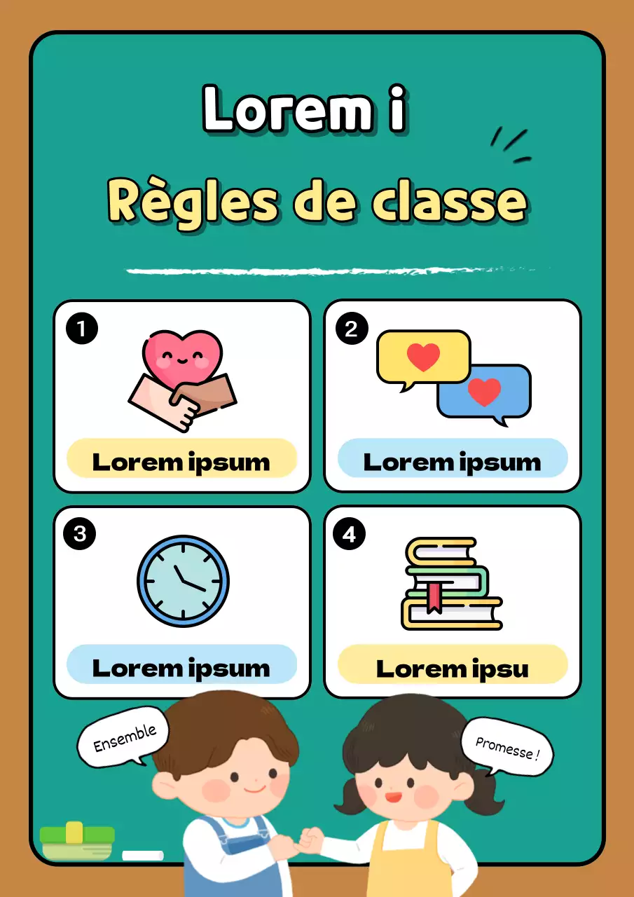 Annonce du règlement de la salle de classe de l'école primaire Mint and Brown's Cozy Primary School