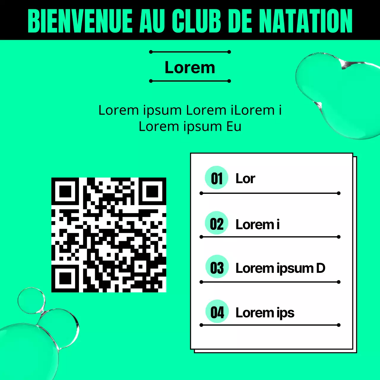 Promouvoir le recrutement des clubs de natation avec la tendance verte et noire