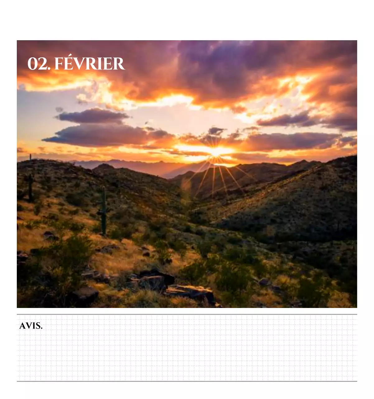 Calendrier mural de style simple avec concept de photographie de voyage émotionnelle en noir et blanc