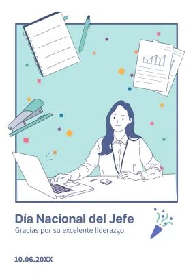 Publicidad mínima en blanco y menta del Día Nacional del Jefe