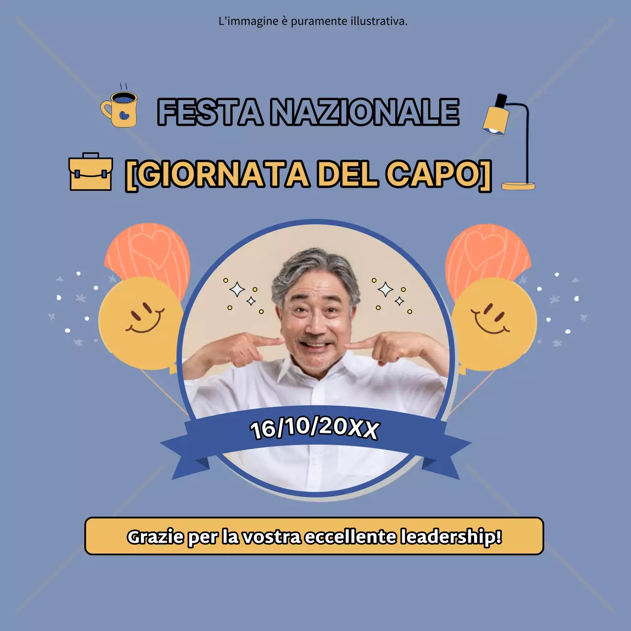 Avviso semplice Happy Boss Day in azzurro e beige