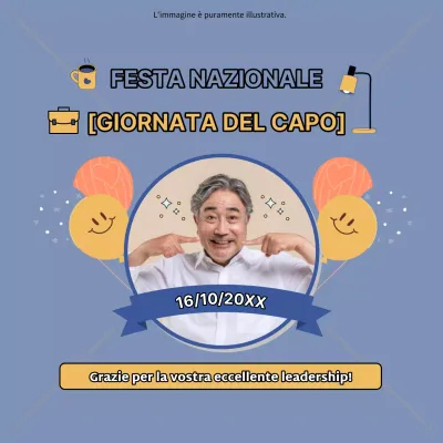 Avviso semplice Happy Boss Day in azzurro e beige