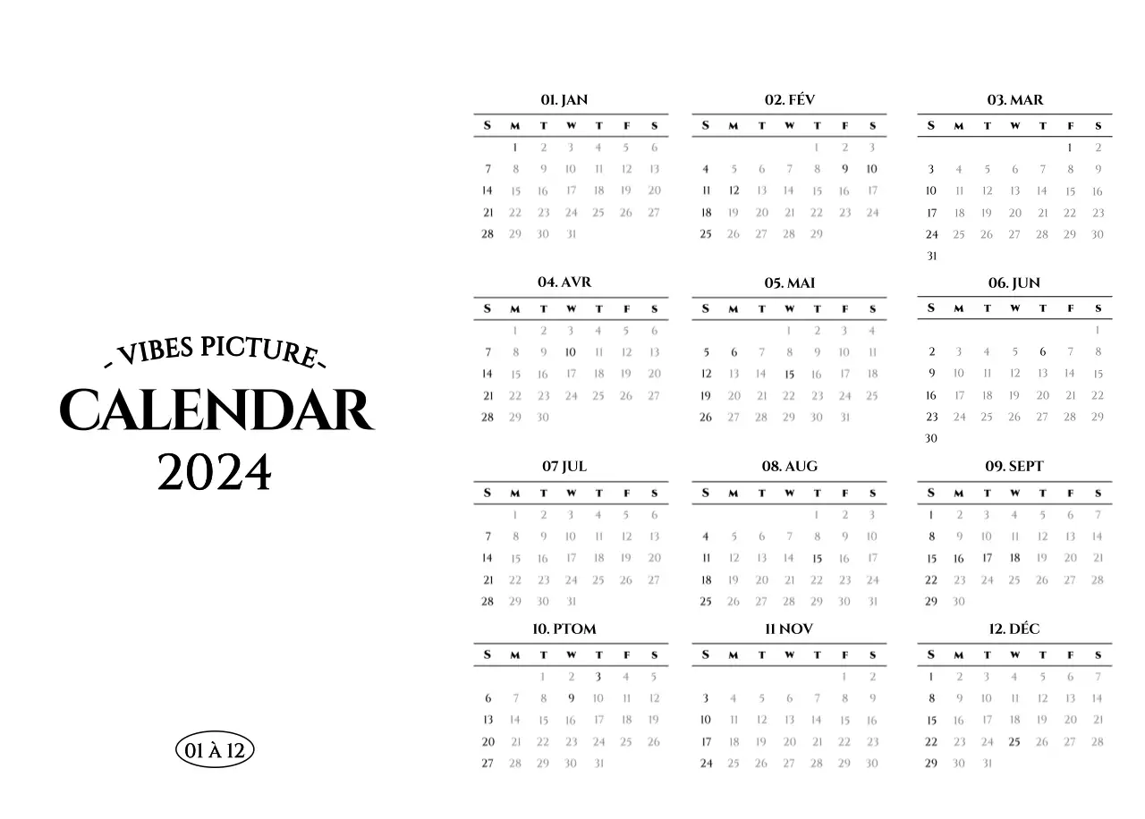 Un calendrier de style simple avec un concept de photographie de voyage émotionnel