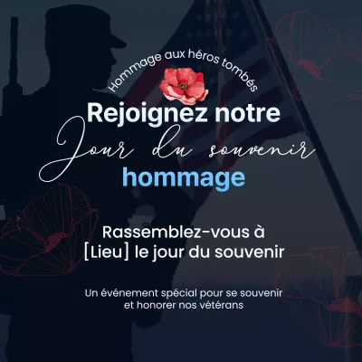 Carte d'hommage simple pour le jour du souvenir, bleu et rouge