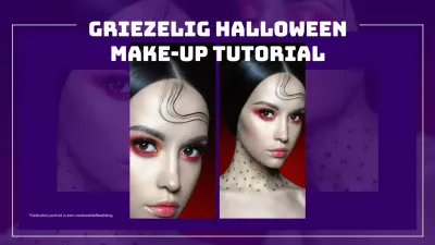 Paarse moderne Halloween make-up tutorial advertentie