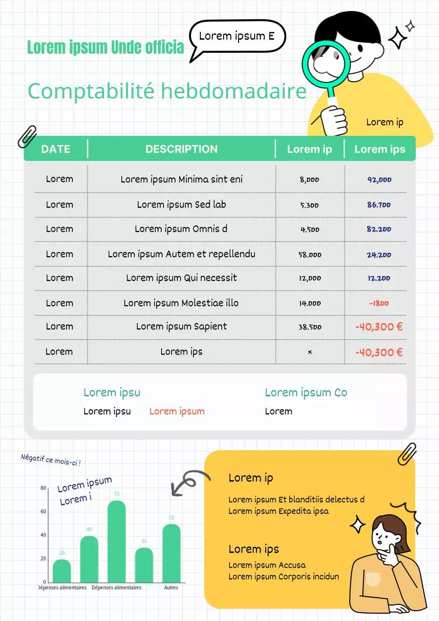 Agenda hebdomadaire simple jaune et vert pour le ménage
