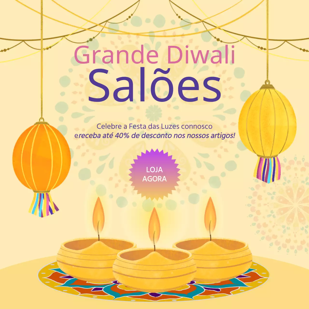 promoção de venda Diwali elegante antigo e amarelo