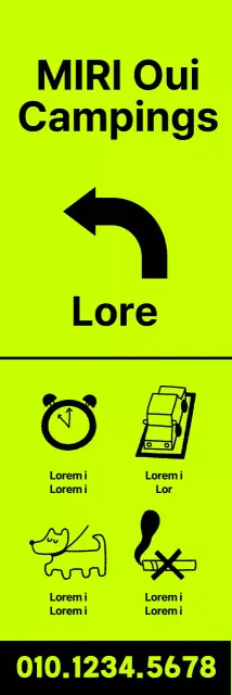 Emplacement des campings en texte noir sur fond fluorescent