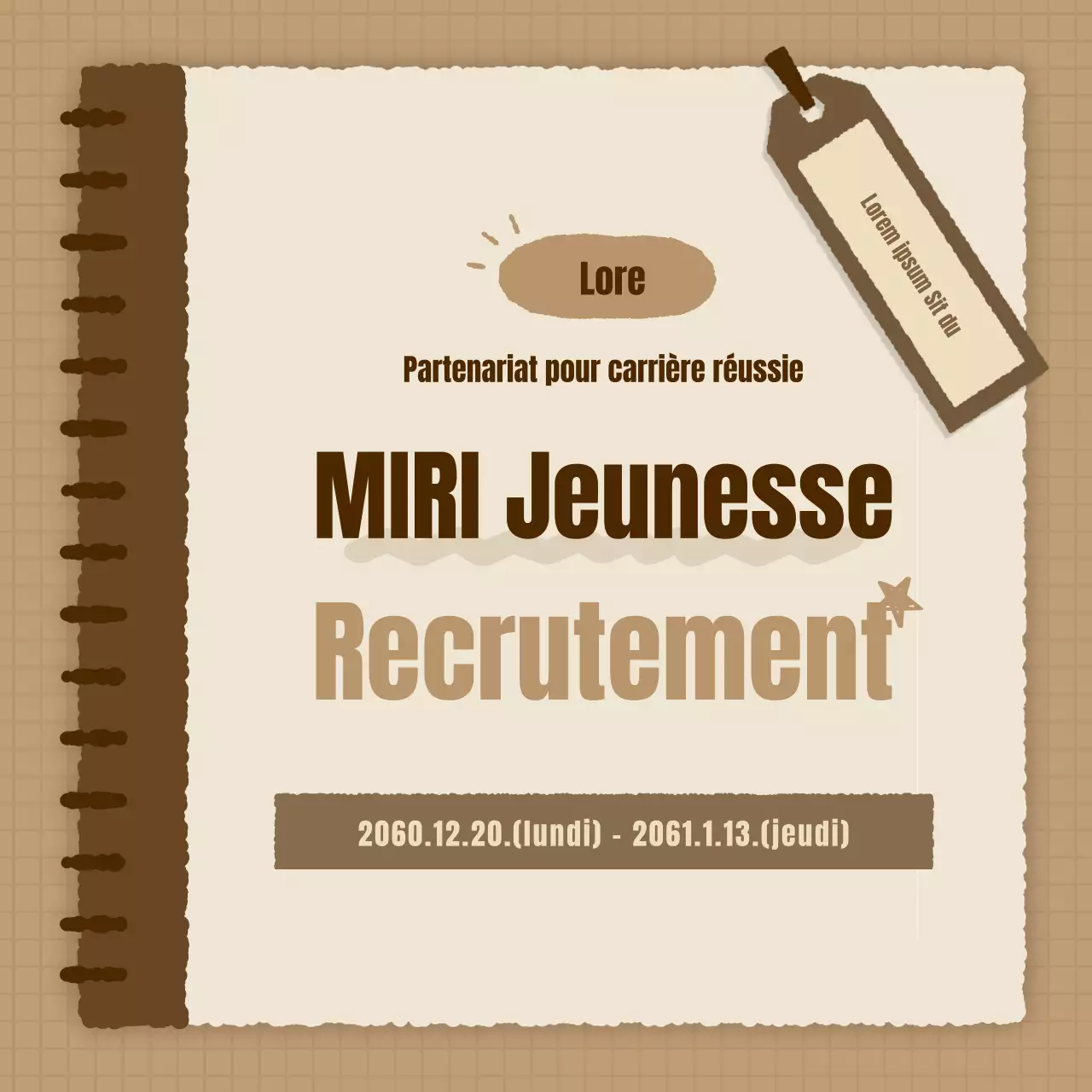 Une simple plateforme d'expérience de carrière avec des offres d'emploi en marron et beige