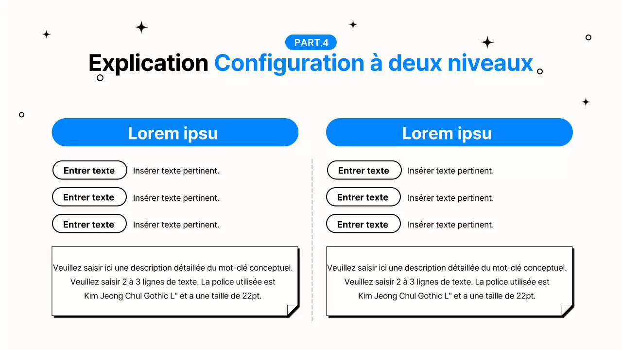 Présentation simple de travail de bureau en bleu et noir