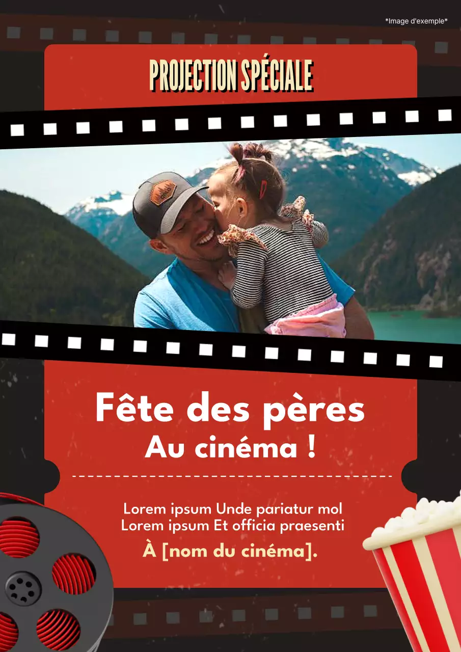 Publicité pour le film de la fête des pères en noir et rouge