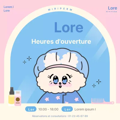 Faites la promotion des heures d'ouverture de votre salon en bleu clair et en rose