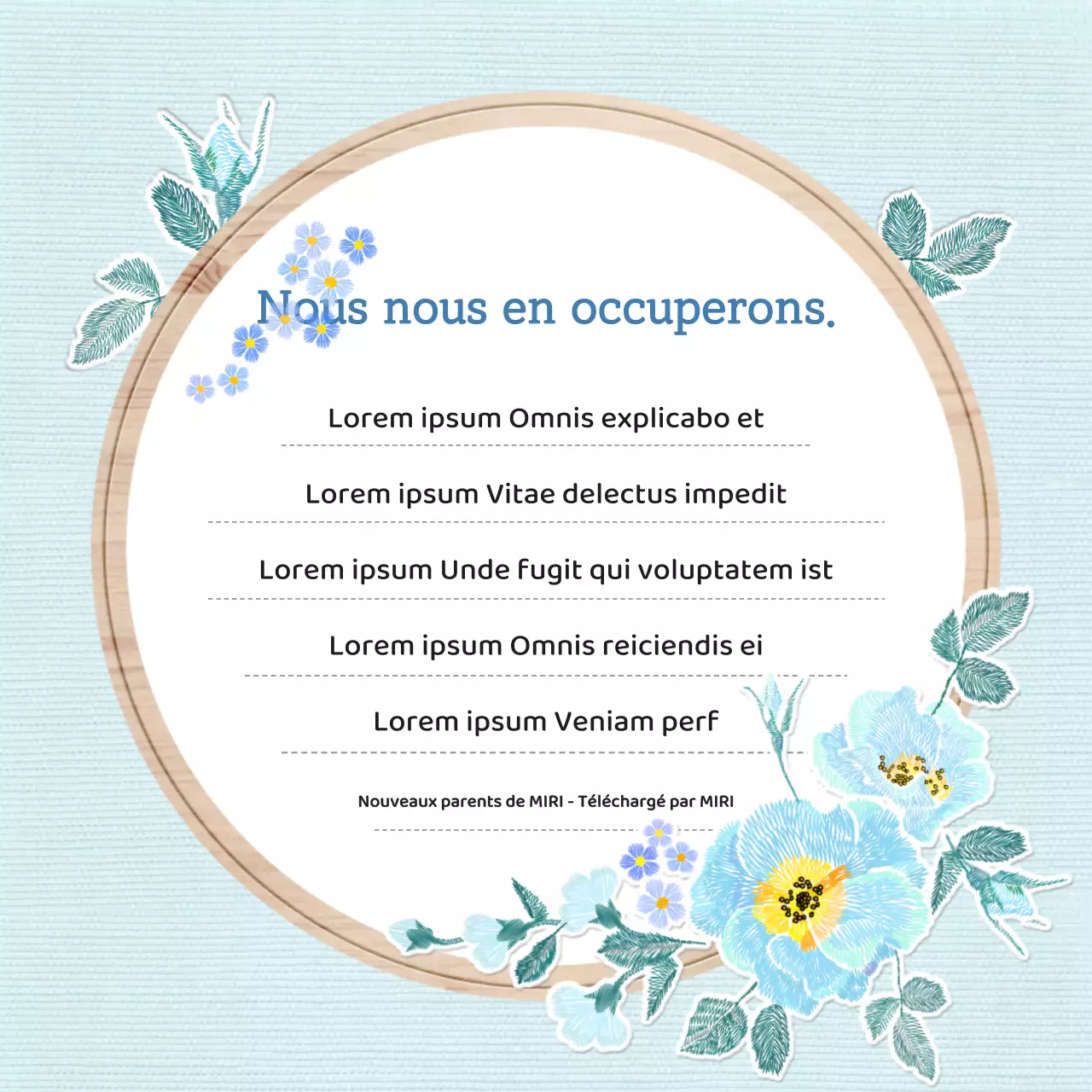 Papier de remerciement naturel en bleu clair et vert