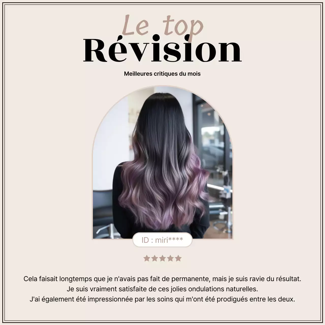 Promouvoir les commentaires simples du salon de coiffure Ivory