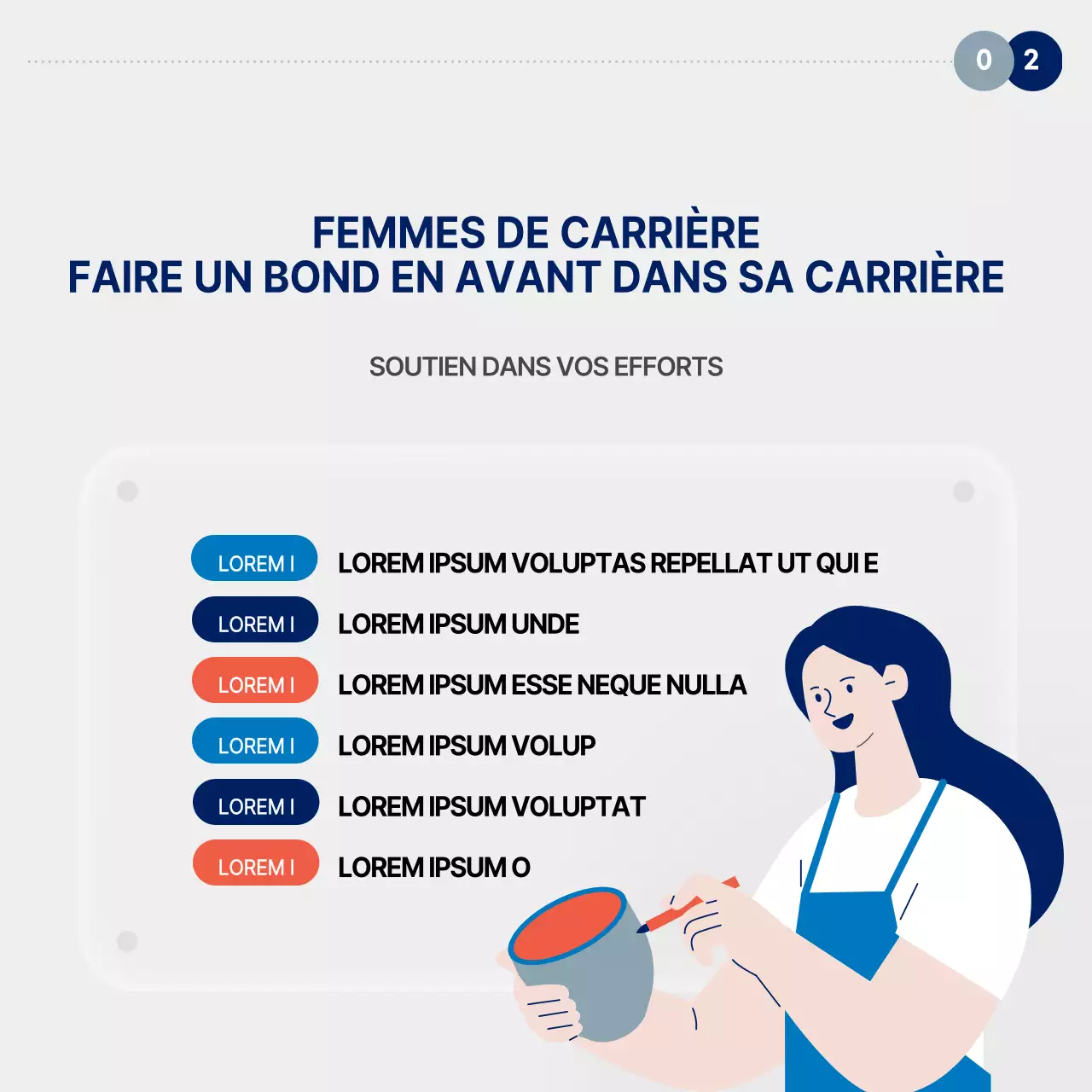 À propos du programme de soutien à l'emploi des femmes pour les carrières simples (rouge et bleu)