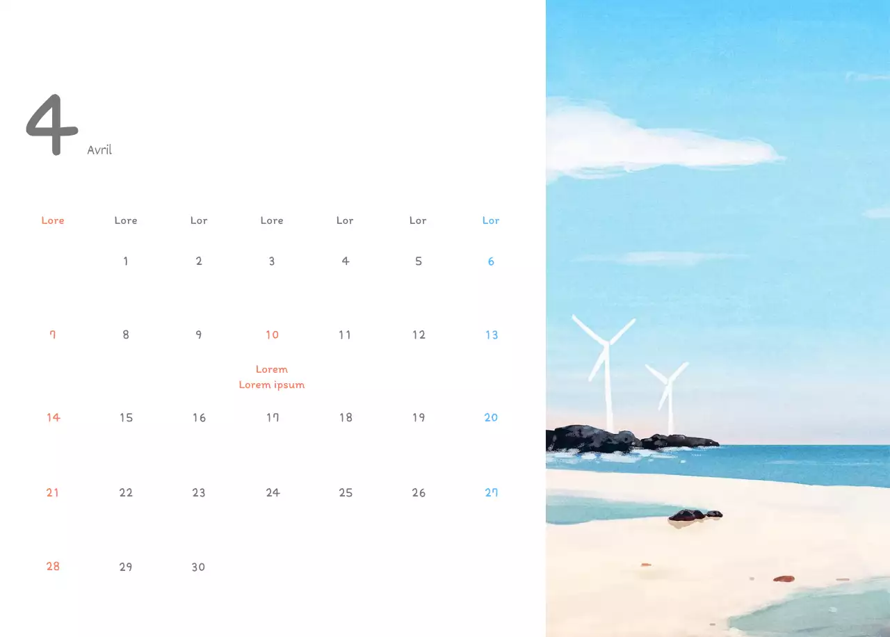 Calendriers mignons avec des illustrations câlines