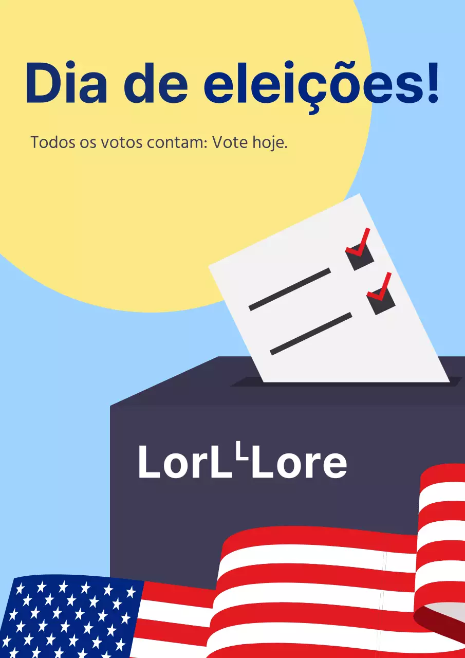 Anúncio simples em azul celeste e vermelho para o dia das eleições