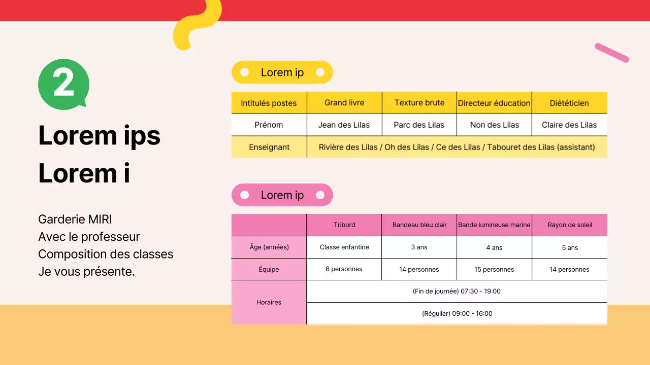 Guide de recrutement des enfants pour l'école maternelle rouge et jaune