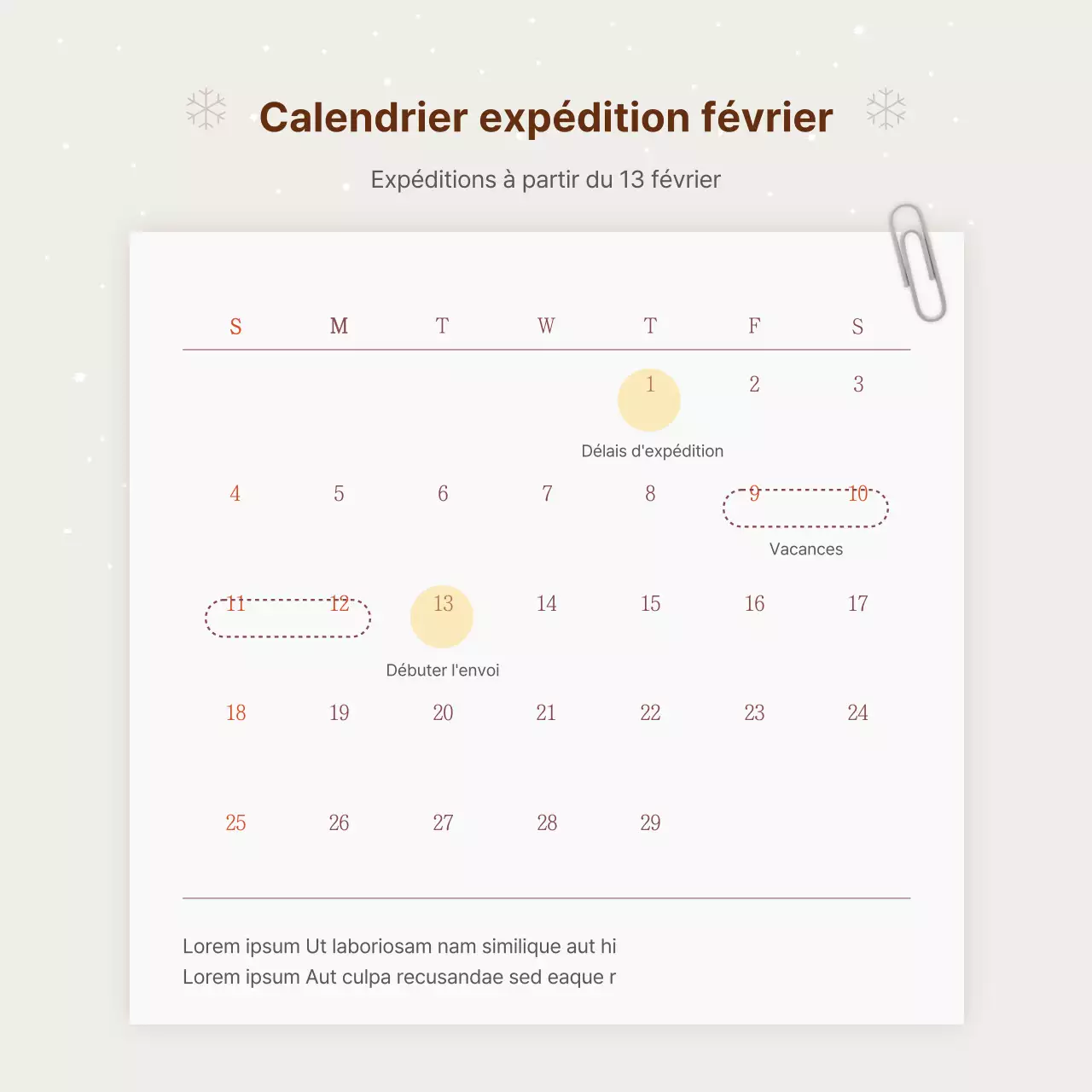 Publicité pour un simple coffret de Noël en hanwa beige et marron