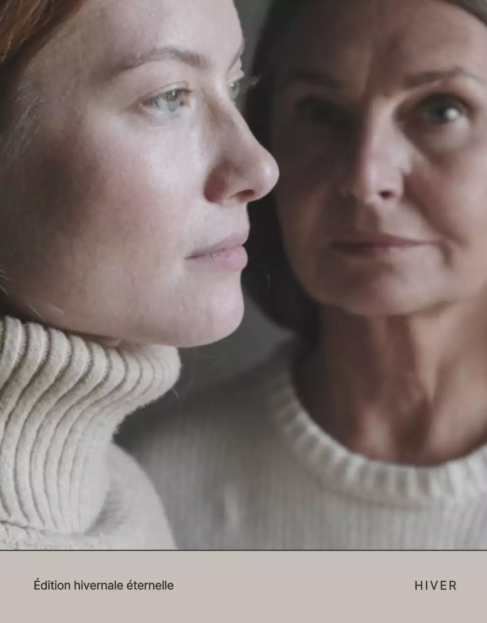 Publicité pour des tricots d'hiver modernes en beige et marron