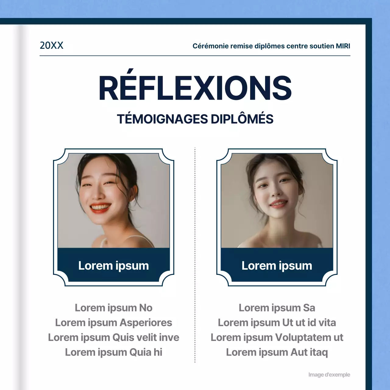 Lettre de remise de diplôme minimaliste sur fond bleu clair