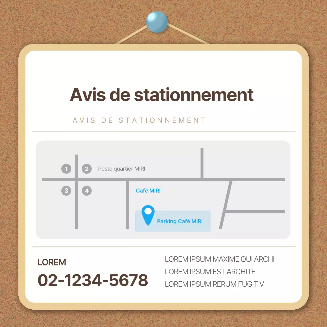 Une collection d'avis de cafés mignons dans les tons beige et bleu clair.