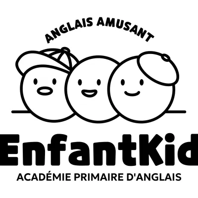 Conception d'une école de langue anglaise avec une jolie illustration en forme de cercle