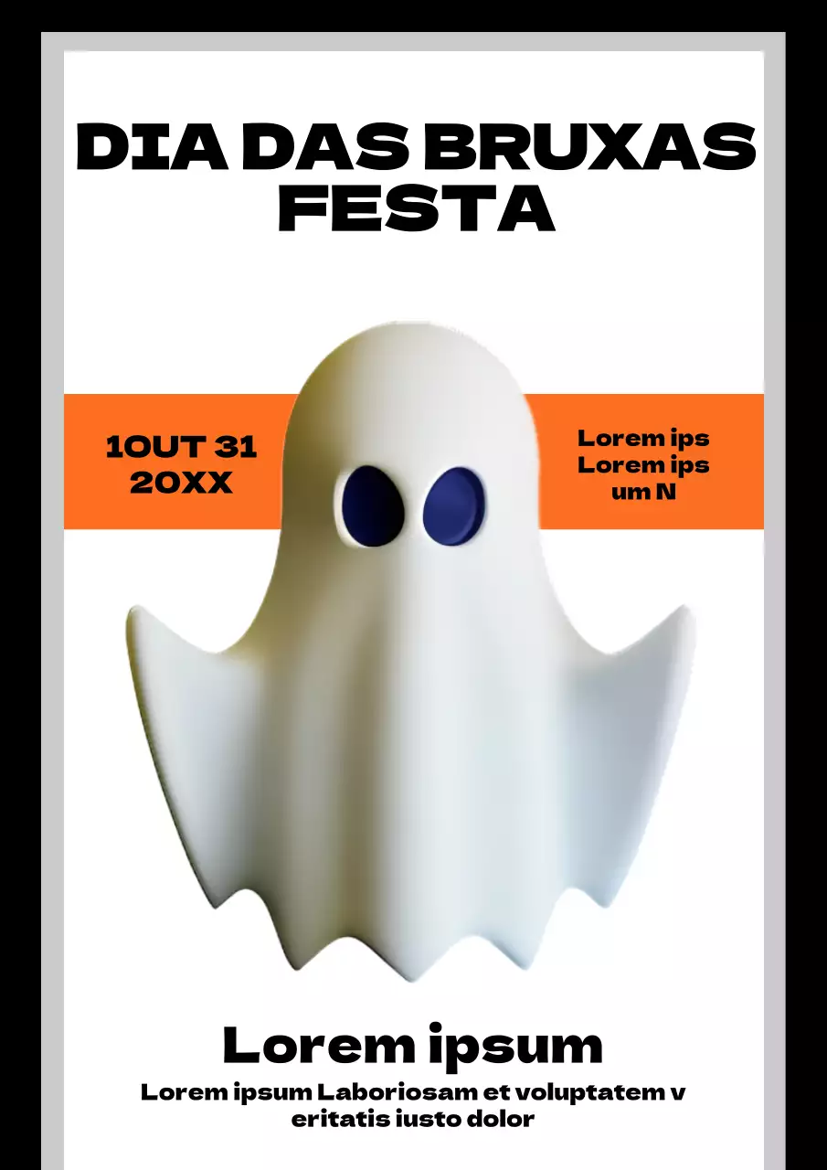 Convite simples para festa de Halloween em branco e preto