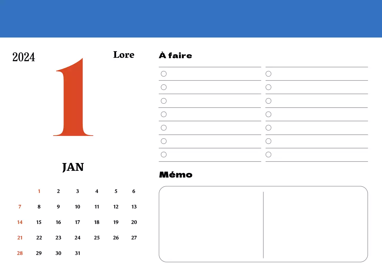 Sous-verres rétro rouges et bleus calendrier de mémoire