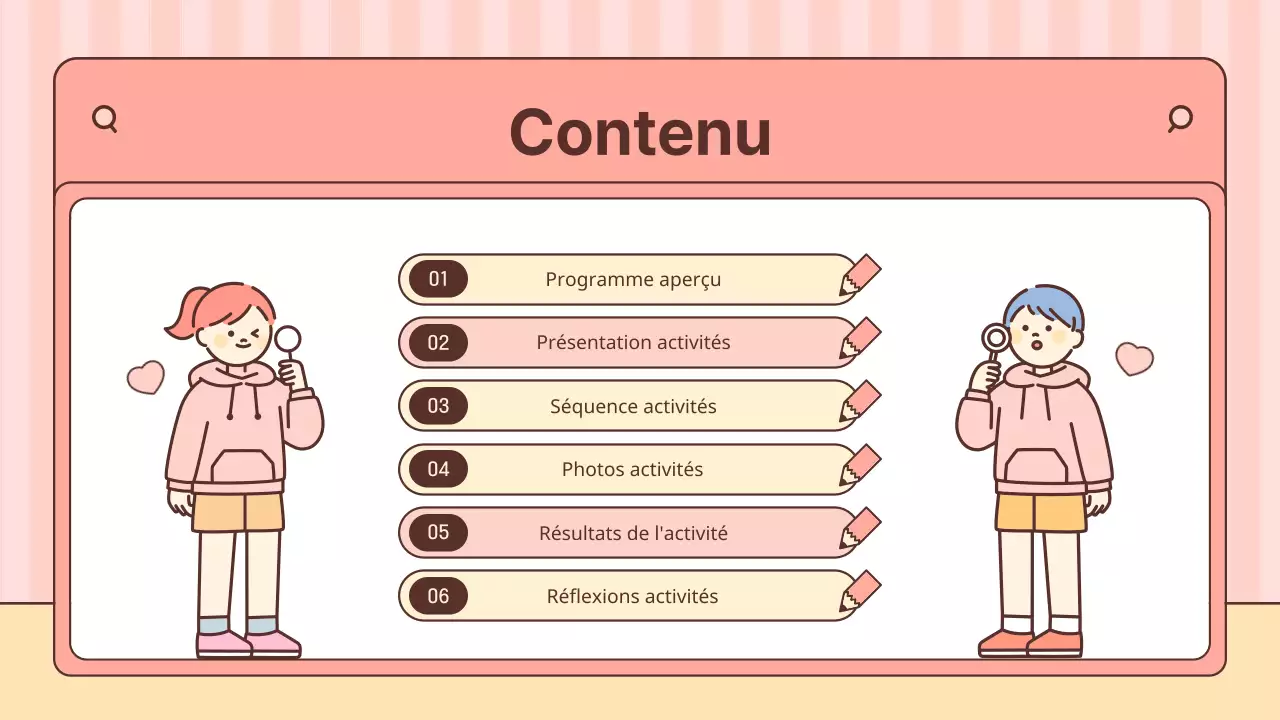 Centre rose et jaune Collection d'activités pour la classe post