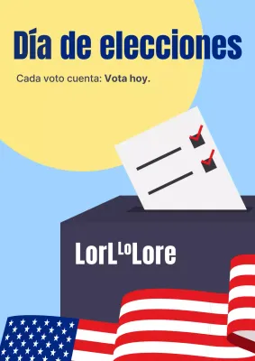 Anuncio sencillo de la jornada electoral en azul cielo y rojo