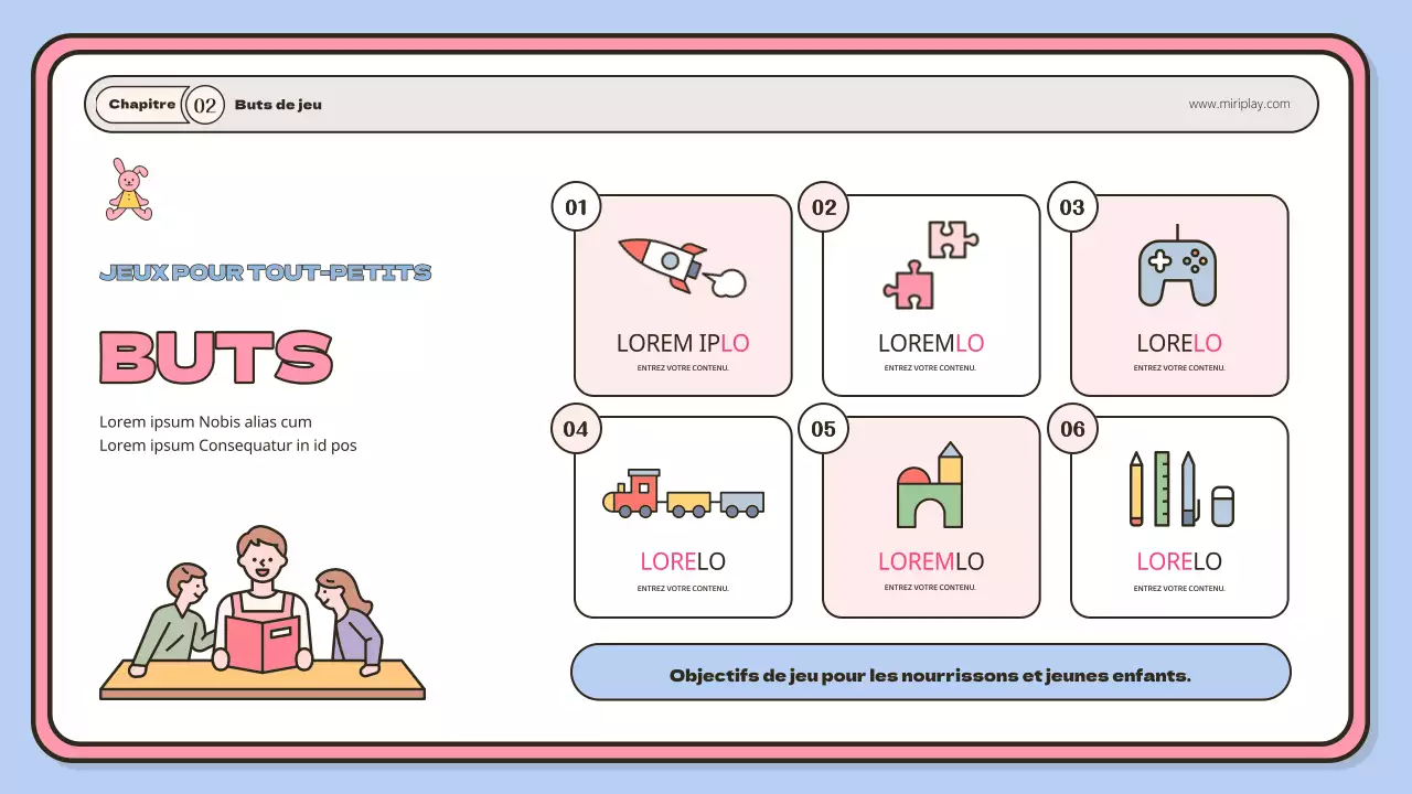 Un mignon portfolio d'instructeurs pour bébés et jeunes enfants en bleu clair et rose.