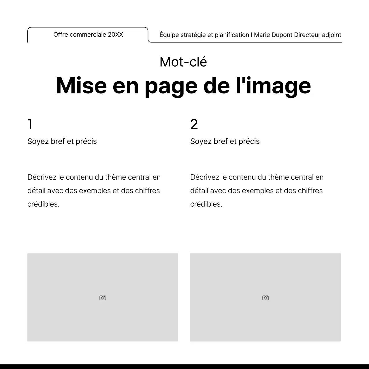 Promouvoir une mise en page avec de nombreux cadres photo simples en blanc et noir