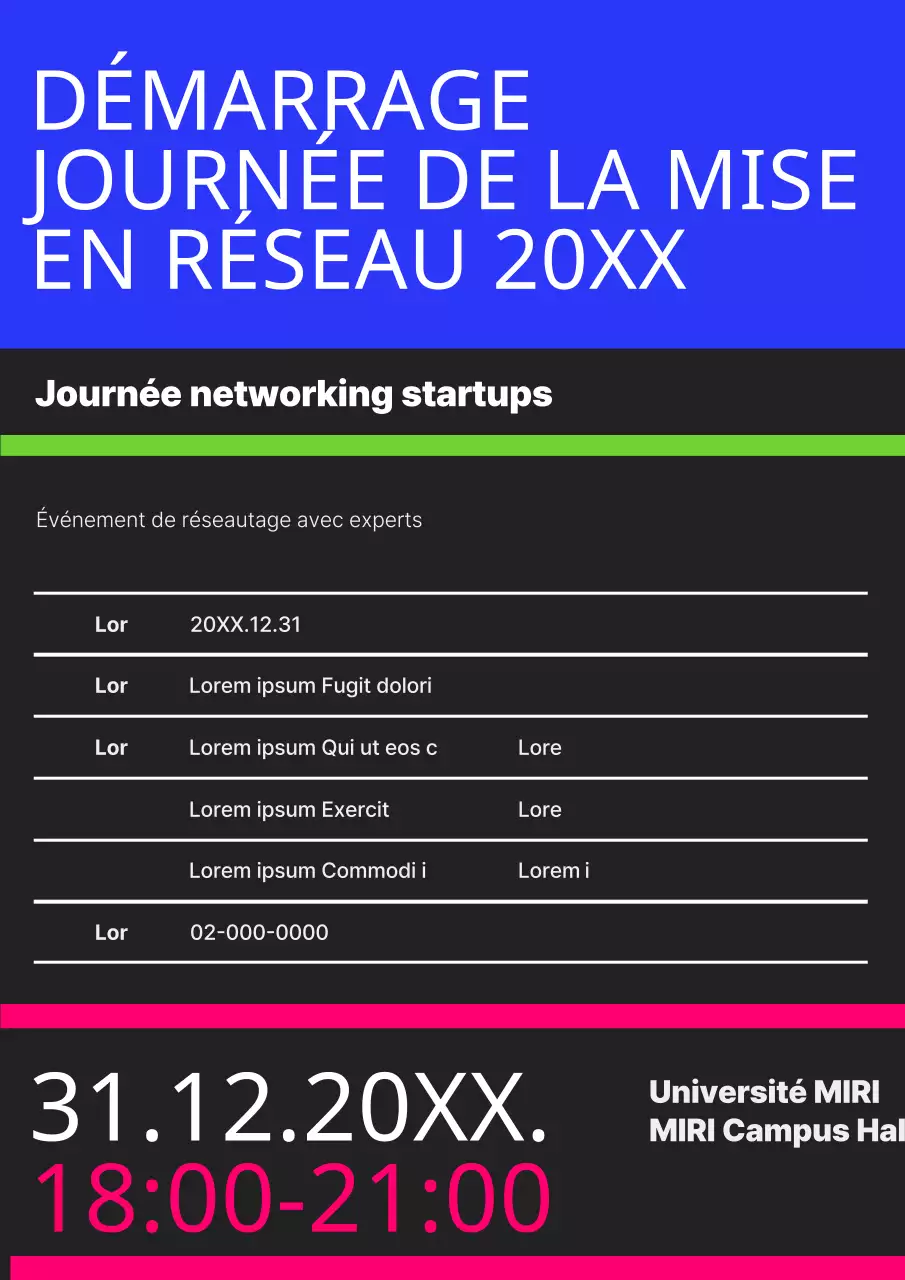 Promouvoir les événements de mise en réseau de startups en bleu et noir