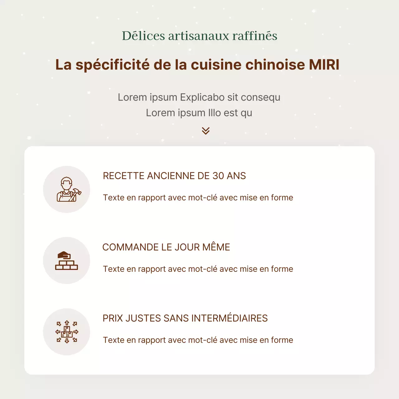 Publicité pour un simple coffret de Noël en hanwa beige et marron