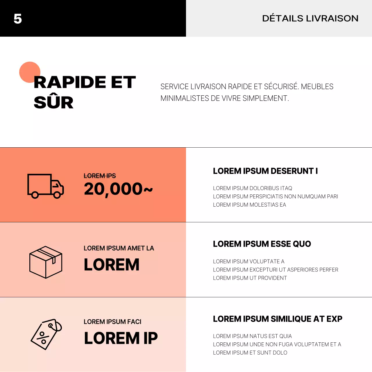 Marquage d'un intérieur minimaliste en orange et noir