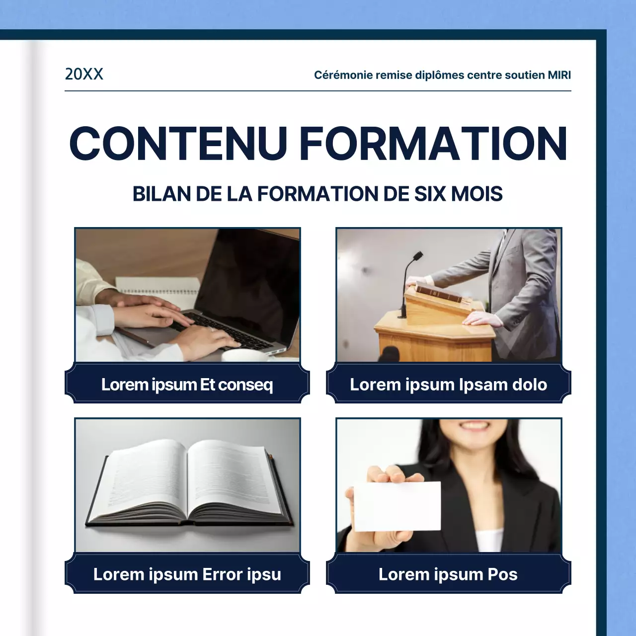 Lettre de remise de diplôme minimaliste sur fond bleu clair