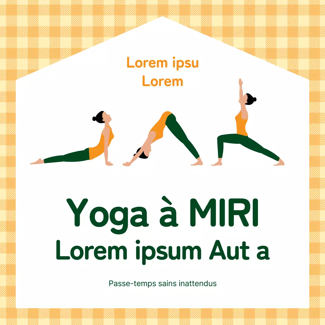 Un simple argumentaire orange et vert pour le recrutement d'une équipe de yoga