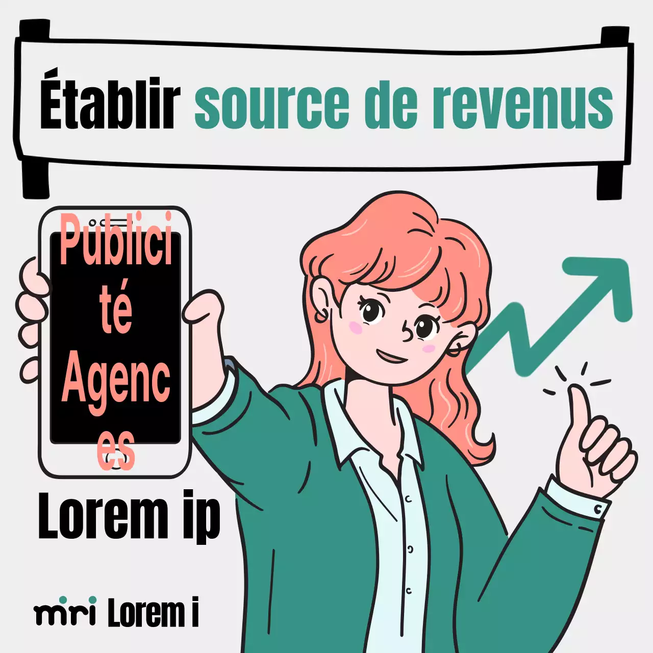 Promotion d'une agence de publicité en vert et orange