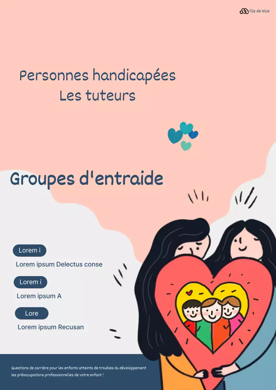 A propos d'un groupe d'entraide simple, bleu marine et rose, pour les personnes handicapées