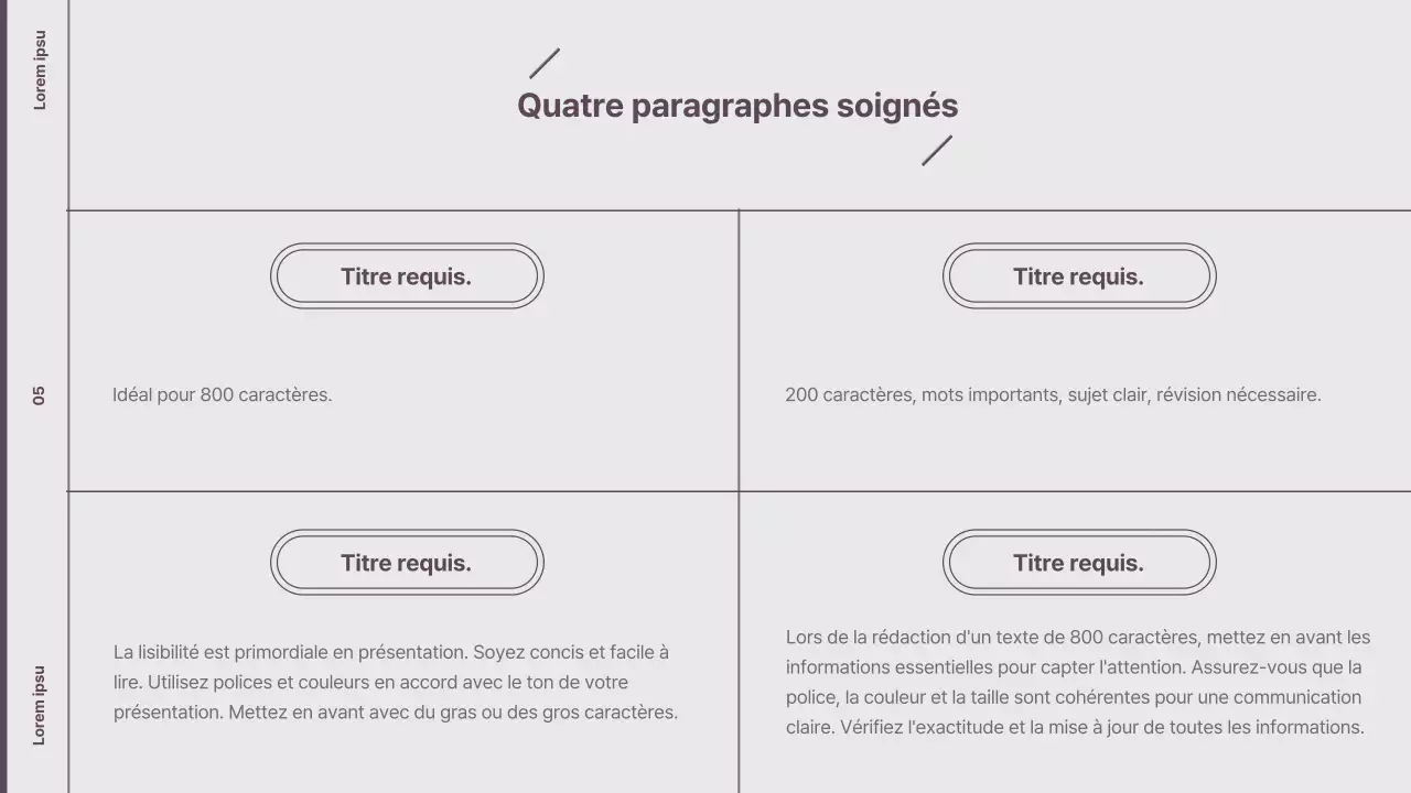 Explication de la mise en page de style minimaliste en violet