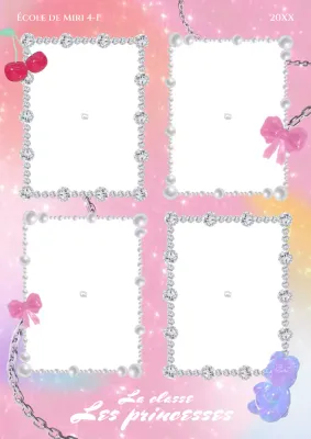 Cadre photo kitsch à quatre découpes en rose