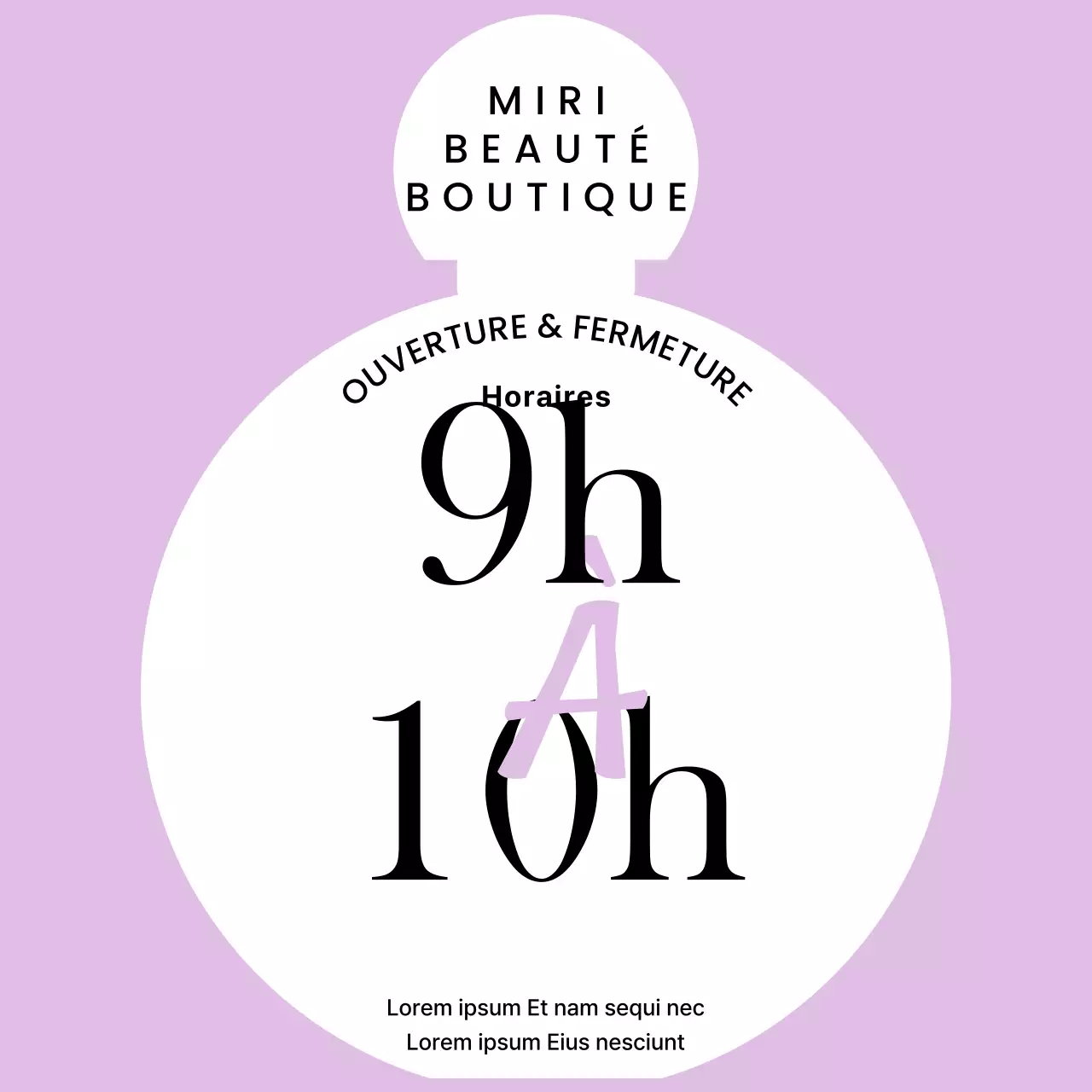 Annonce simple des heures d'ouverture des mauves