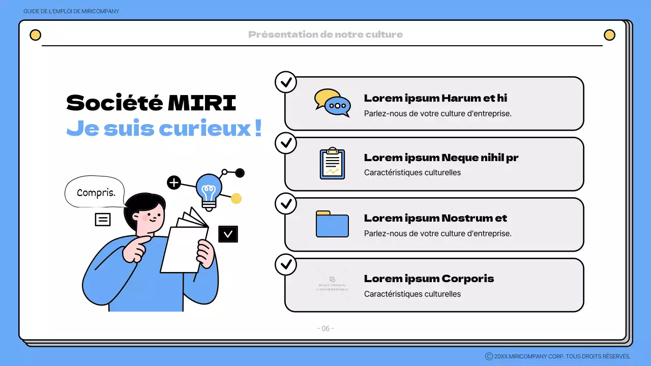 Matériel de formation pour le livre d'accueil bleu et jaune
