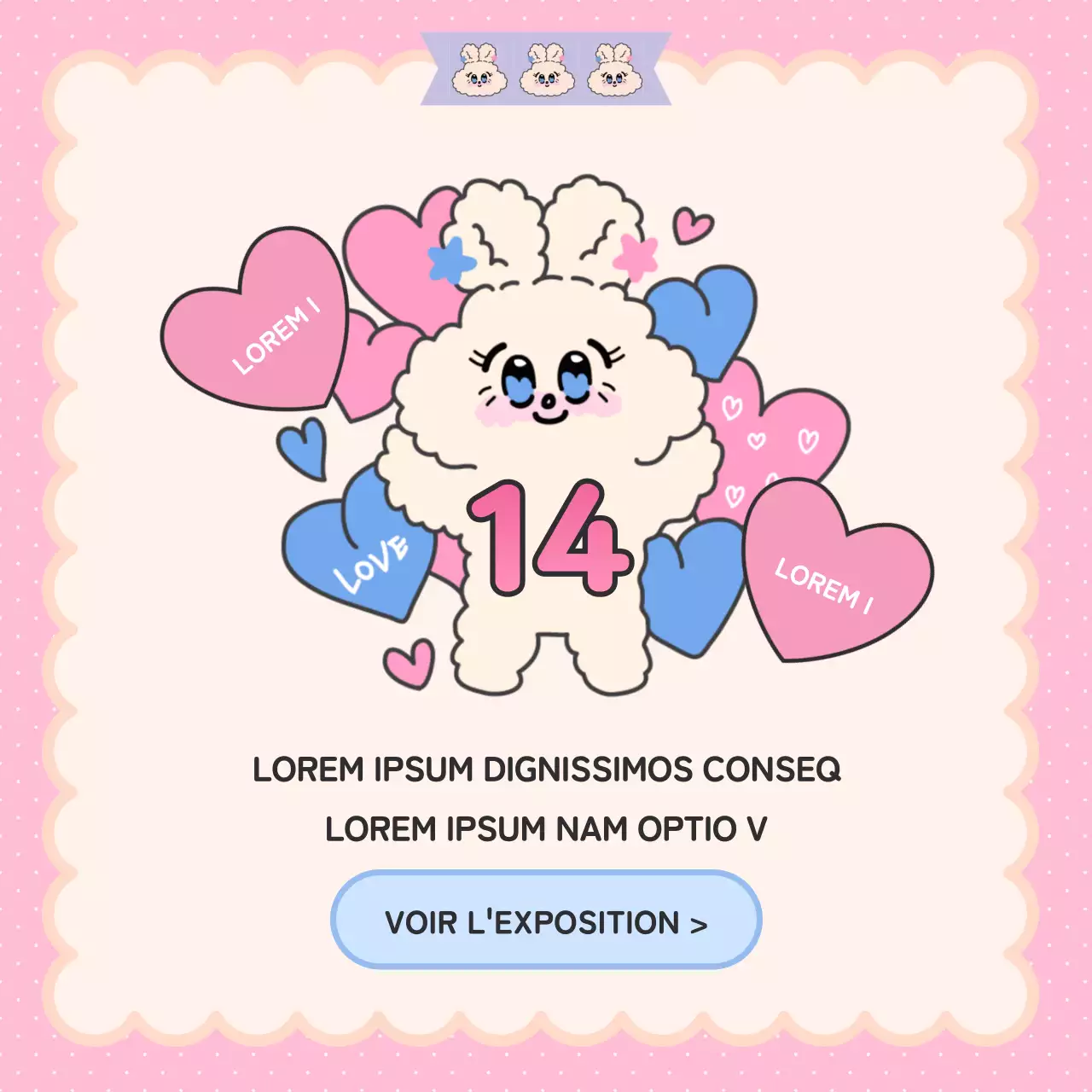 Une jolie publicité pour la Saint-Valentin en rose et bleu clair