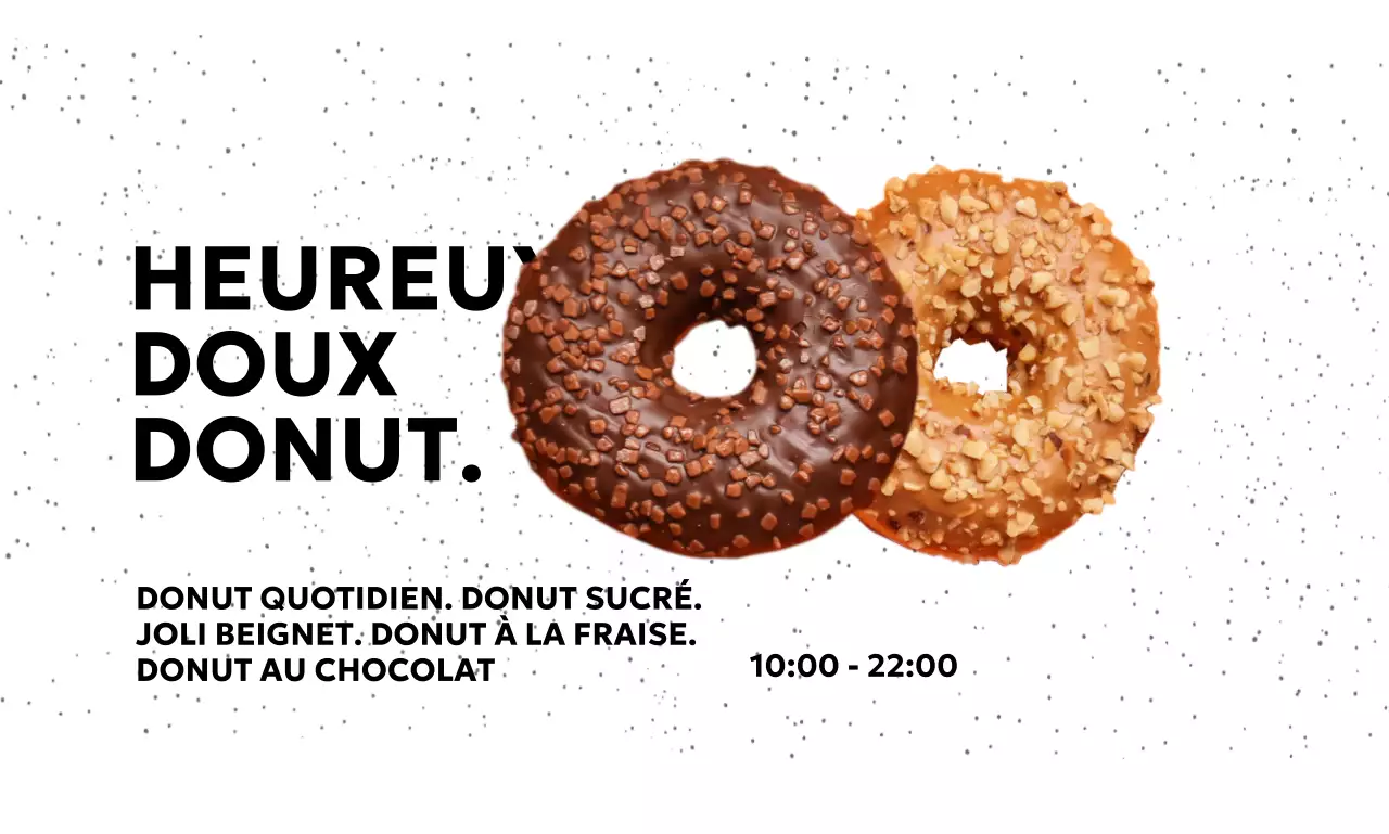 Boutique de beignets simple avec fond de points, police gothique et photos de beignets