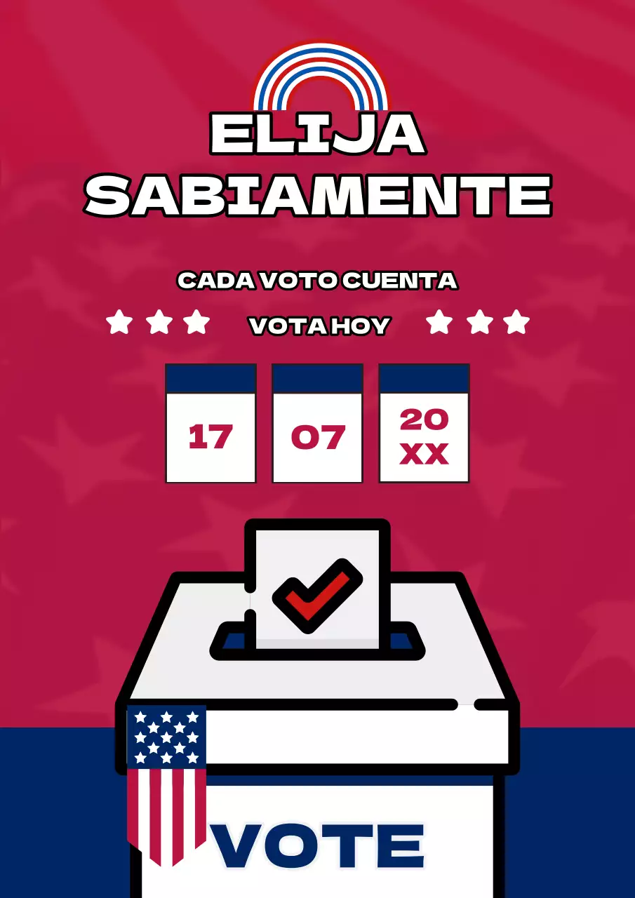 Aviso kitsch rojo y azul de la jornada electoral
