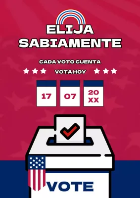 Aviso kitsch rojo y azul de la jornada electoral