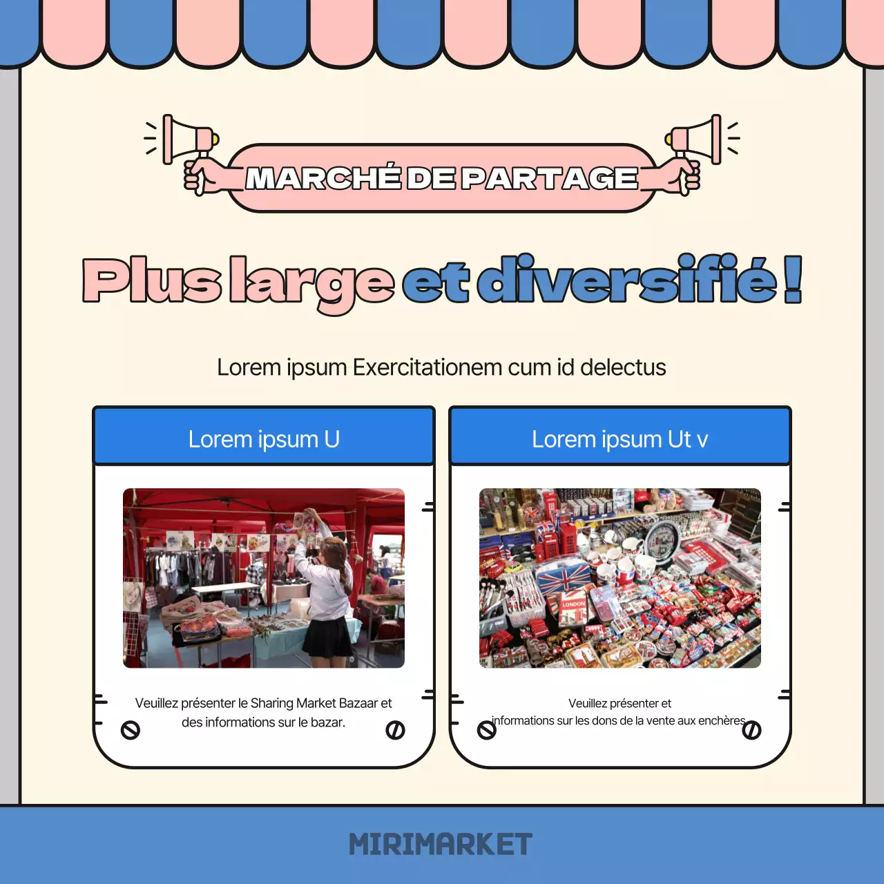 Annonce du bazar bleu et rose